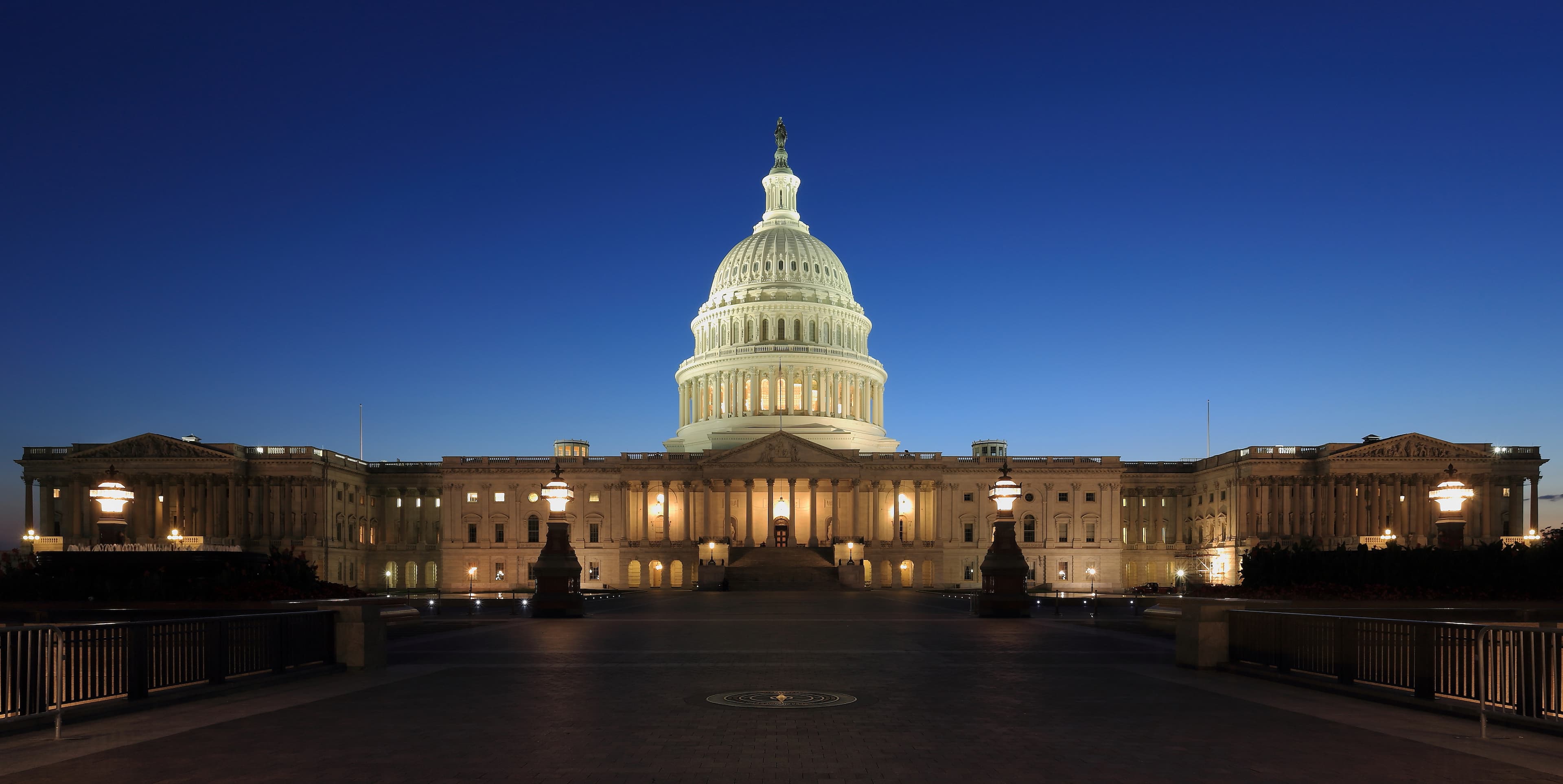 United States Capitol building at dusk